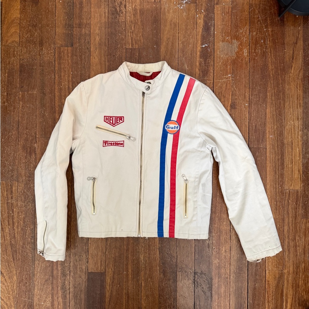 Vintage Dakota Heuer Gulf Racing Stripe Cream Jacket